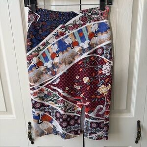 Anthropologie Maeve Vannia Asian Crane Print Pencil Skirt Women’s Size XS